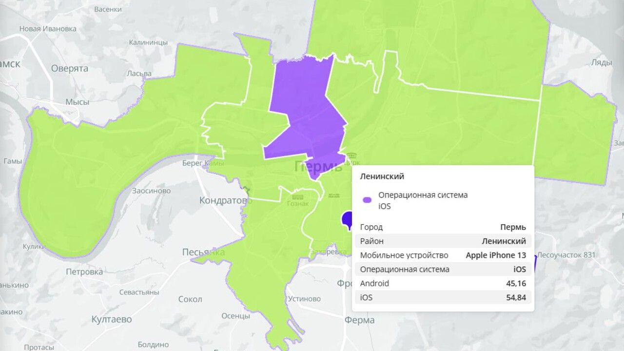 ​В Перми смартфоны на Android обогнали iPhone по популярности среди пользователей 2ГИС