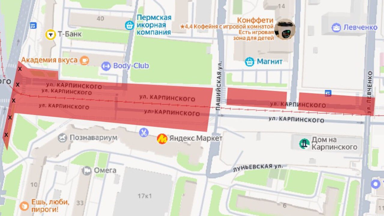 ​На перекрестке улиц Карпинского, Стахановской и Мира в Перми временно ограничат движение