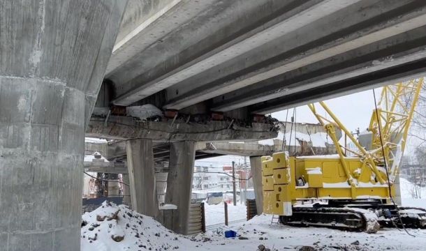 ​На путепроводе у «Мориона» в Перми приступили к работам над железнодорожными путями