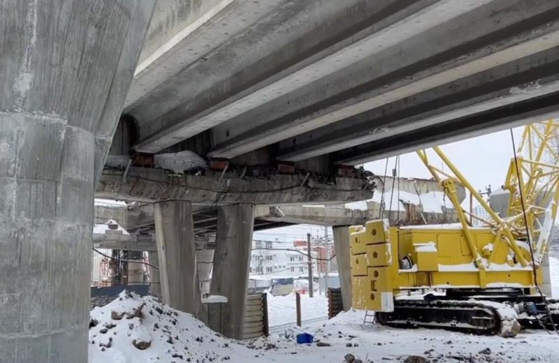 ​На путепроводе у «Мориона» в Перми приступили к работам над железнодорожными путями