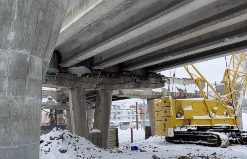​На путепроводе у «Мориона» в Перми приступили к работам над железнодорожными путями